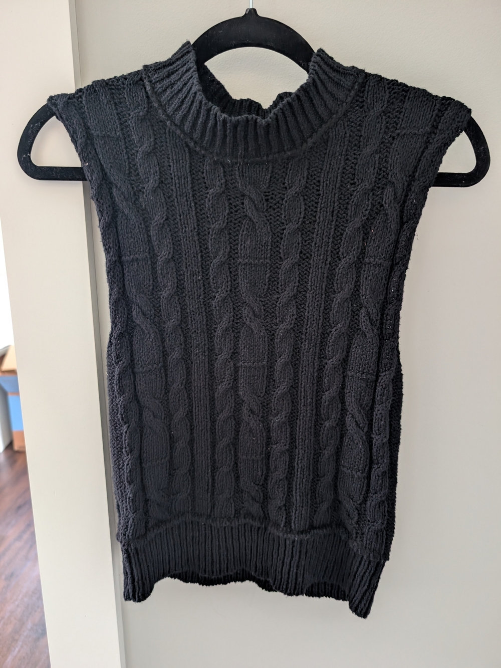 By Together Black Cable Knit Sleeveless Turtleneck